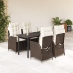 Set mobilier de grădină, 5 piese, cu perne, maro, poliratan GartenMobel Dekor