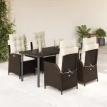 Set mobilier de grădină, 5 piese, cu perne, maro, poliratan GartenMobel Dekor