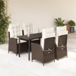 Set mobilier de grădină, 5 piese, cu perne, maro, poliratan GartenMobel Dekor