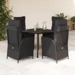 Set mobilier de grădină cu perne, 5 piese, negru, poliratan GartenMobel Dekor