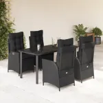 Set mobilier de grădină cu perne, 5 piese, negru, poliratan GartenMobel Dekor