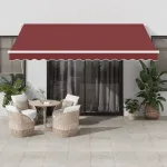 Copertina retractabilă manual cu LED, vișiniu, 400x350 cm GartenMobel Dekor