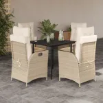 Set mobilier de grădină cu perne, 5 piese, bej, poliratan GartenMobel Dekor