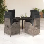 Set mobilier de grădină cu perne, 5 piese, gri, poliratan GartenMobel Dekor