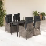 Set mobilier de grădină cu perne, 5 piese, gri, poliratan GartenMobel Dekor