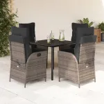 Set mobilier de grădină cu perne, 5 piese, gri, poliratan GartenMobel Dekor