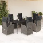 Set mobilier de grădină cu perne, 7 piese, gri, poliratan GartenMobel Dekor