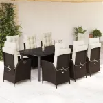 Set mobilier de grădină cu perne, 9 piese, maro, poliratan GartenMobel Dekor