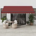 Copertina retractabilă automat cu LED-uri, vișiniu, 450x350 cm GartenMobel Dekor