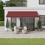 Copertina retractabilă automat cu LED-uri, vișiniu, 500x350 cm GartenMobel Dekor