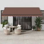 Copertina retractabilă automat cu LED-uri, maro, 450x350 cm GartenMobel Dekor
