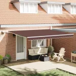 Copertină retractabilă manual cu LED, maro, 450x300 cm GartenMobel Dekor