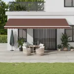Copertina retractabilă manual cu LED, maro, 600x350 cm GartenMobel Dekor