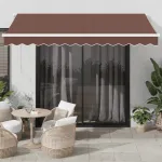 Copertină retractabilă manual, maro, 350x250 cm GartenMobel Dekor