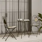 Set de bistro cu mozaic, cărămiziu și alb, fier și ceramică GartenMobel Dekor