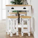 Set mobilier de bar, 5 piese, alb, lemn masiv de pin GartenMobel Dekor