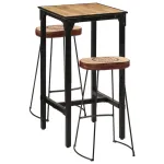 VidaXL Set de bar, 3 piese, lemn masiv de mango brut și metal GartenMobel Dekor