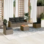 Set mobilier grădină cu perne, 6 piese, gri, poliratan GartenMobel Dekor