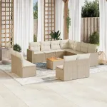 Set canapele de grădină cu perne, 12 piese, bej, poliratan GartenMobel Dekor