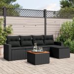 Set mobilier de grădină cu perne, 6 piese, negru, poliratan GartenMobel Dekor