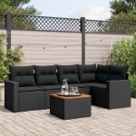 Set mobilier de grădină cu perne, 6 piese, negru, poliratan GartenMobel Dekor