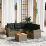 Set mobilier grădină cu perne, 6 piese, gri, poliratan GartenMobel Dekor