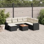 Set mobilier de grădină cu perne, 8 piese, negru, poliratan GartenMobel Dekor