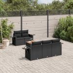 Set mobilier de grădină cu perne, 6 piese, negru, poliratan GartenMobel Dekor