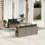 Set mobilier grădină cu perne, 6 piese, gri, poliratan GartenMobel Dekor