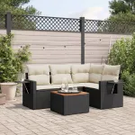 Set mobilier de grădină cu perne, 5 piese, negru, poliratan GartenMobel Dekor