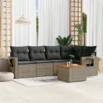 Set mobilier grădină cu perne, 6 piese, gri, poliratan GartenMobel Dekor