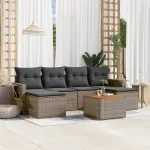 Set canapele de grădină, 7 piese, cu perne, gri, poliratan GartenMobel Dekor