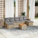 Set canapele de grădină, 8 piese, cu perne, bej, poliratan GartenMobel Dekor