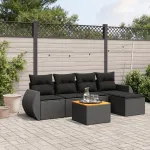 Set mobilier de grădină cu perne, 6 piese, negru, poliratan GartenMobel Dekor