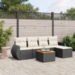 Set mobilier de grădină cu perne, 6 piese, negru, poliratan GartenMobel Dekor