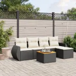 Set mobilier de grădină cu perne, 6 piese, negru, poliratan GartenMobel Dekor