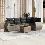 Set mobilier grădină cu perne, 6 piese, gri, poliratan GartenMobel Dekor