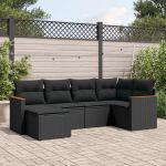 Set mobilier de grădină cu perne, 6 piese, negru, poliratan GartenMobel Dekor