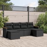 Set mobilier de grădină cu perne, 6 piese, negru, poliratan GartenMobel Dekor