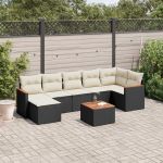 Set mobilier de grădină cu perne, 8 piese, negru, poliratan GartenMobel Dekor