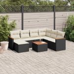 Set mobilier de grădină cu perne, 8 piese, negru, poliratan GartenMobel Dekor