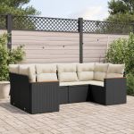 Set mobilier de grădină cu perne, 6 piese, negru, poliratan GartenMobel Dekor
