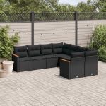 Set mobilier de grădină cu perne, 8 piese, negru, poliratan GartenMobel Dekor