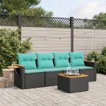 Set mobilier de grădină cu perne, 5 piese, negru, poliratan GartenMobel Dekor