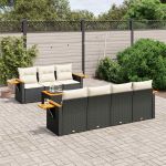 Set mobilier de grădină cu perne, 8 piese, negru, poliratan GartenMobel Dekor