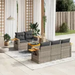 Set mobilier grădină cu perne, 6 piese, gri, poliratan GartenMobel Dekor