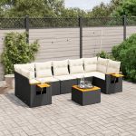 Set mobilier de grădină cu perne, 8 piese, negru, poliratan GartenMobel Dekor