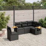 Set mobilier de grădină cu perne, 5 piese, negru, poliratan GartenMobel Dekor