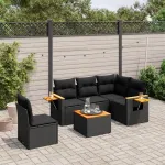 Set mobilier de grădină cu perne, 6 piese, negru, poliratan GartenMobel Dekor