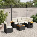 Set mobilier de grădină cu perne, 6 piese, negru, poliratan GartenMobel Dekor